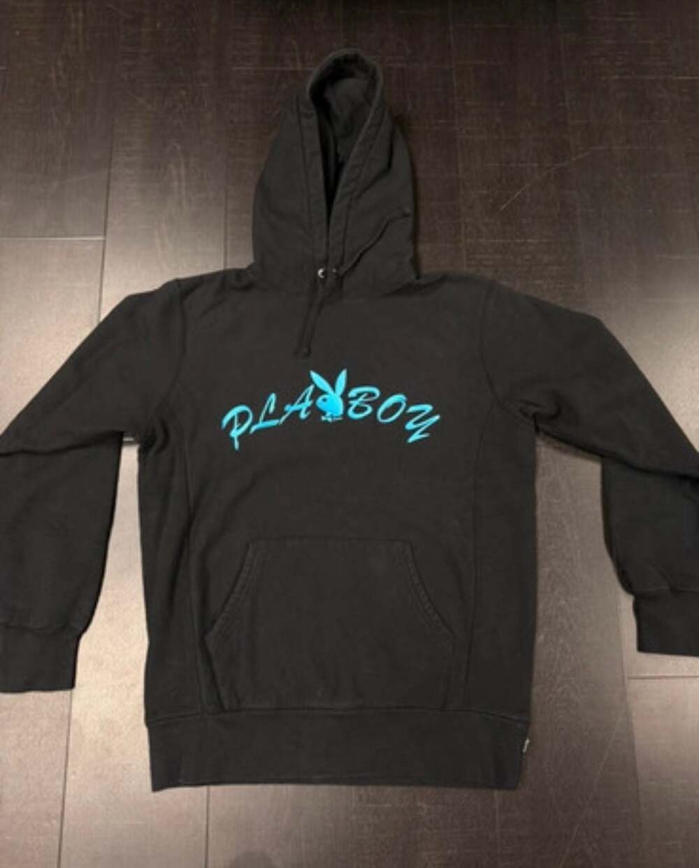 Supreme x Playboy FW15 Script Logo Pullover Hoodie Black/Teal